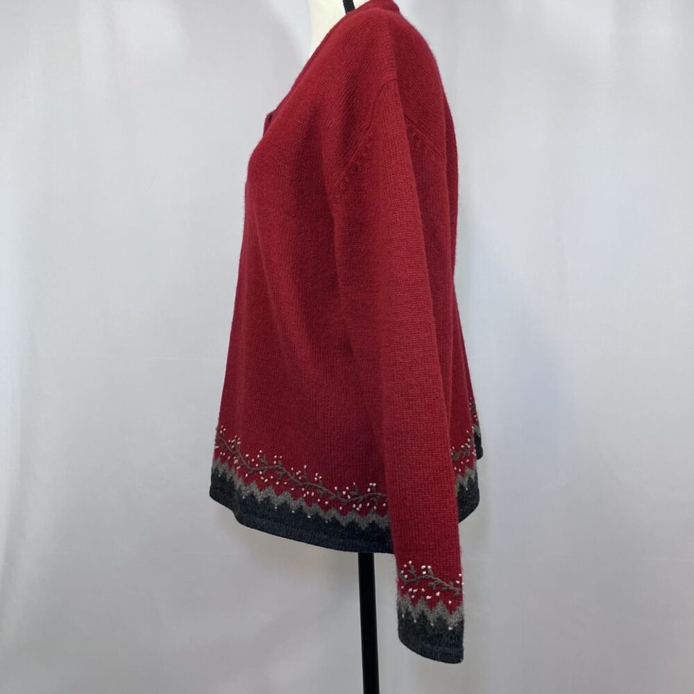 Woolrich V neck pullover sweater wool red womens XL - Picture 2 of 12